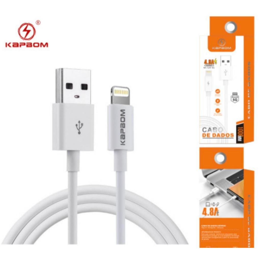 CABO DE CELULAR 20 PEÇAS TIPO C  V8 E IPHONE TURBO 4.8A KAPBOM ATACADO