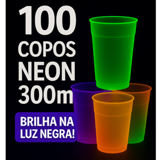 100 Copos Neon 300ml Copaza – Brilha na Luz Negra | Festas e Eventos – Várias Cores em Oferta na Shopee