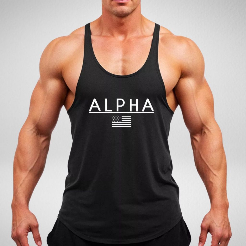 Camiseta Regata Masculina Cavada Alpha Bodybuilder Oversized Academia Musculação