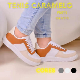 Tenis Couro Feminino Casual  Preto Branco Super Confortável 34 Ao 43 Ideal para o Dia a Dia em Oferta na Shopee
