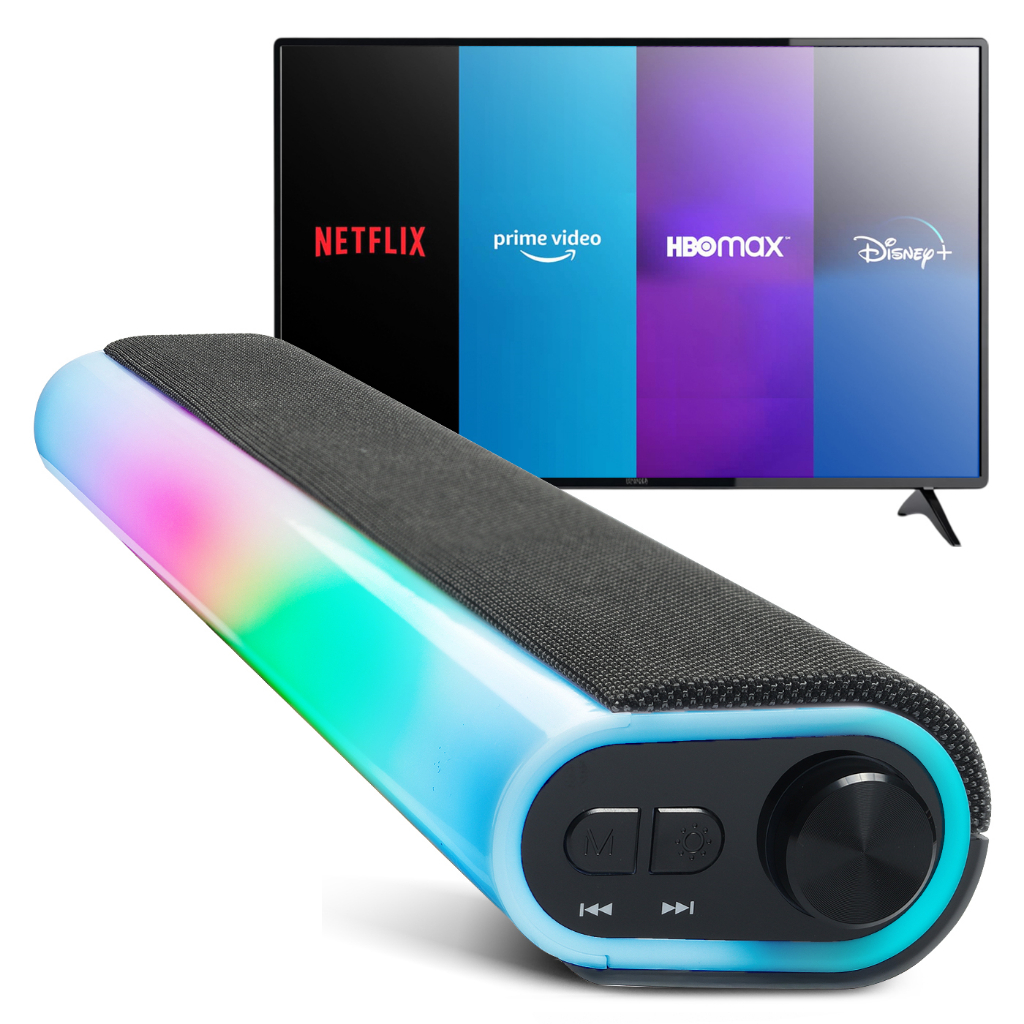 Soundbar Gamer Bluetooth Home Theater Com Led Rgb Caixa de Som Para Smart Tv e Pc