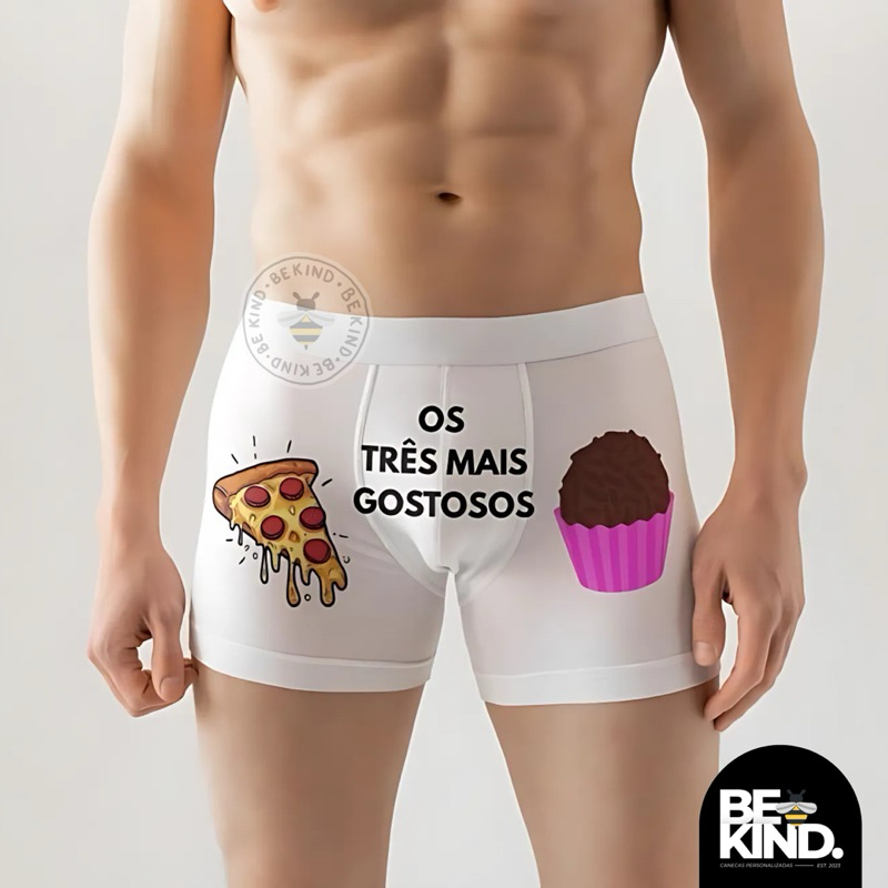 Cueca Boxer Personalizada Divertida OS TRÊS MAIS GOSTOSOS | be kind.