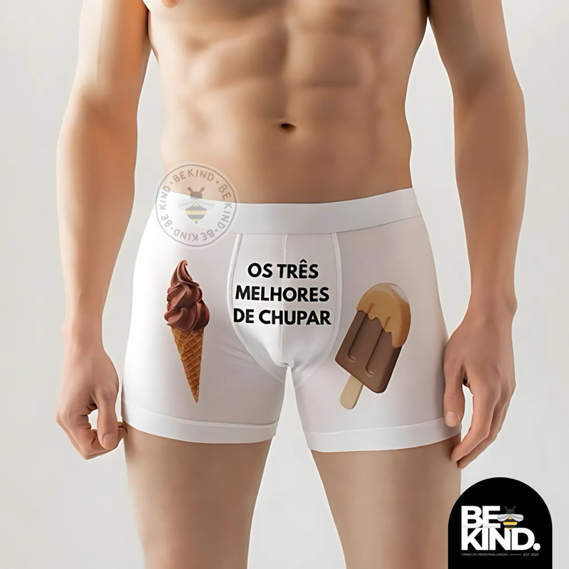 Cueca Boxer Personalizada Divertida OS TRÊS MELHORES DE CHUPAR/LAMBER | be kind.