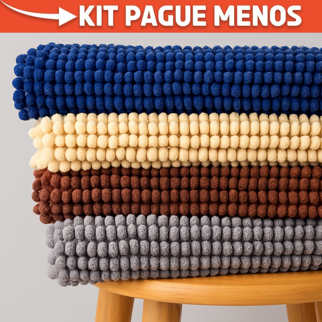 Kit Tapete de Banheiro 40x60 Antiderrapante Microfibra Bolinha Macarrão