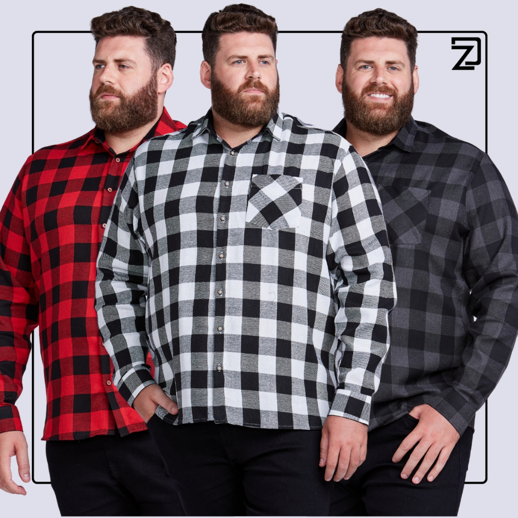 Kit 3 Camisa Xadrez Masculina Plus Size Manga Longa Flanelada em Oferta na Shopee