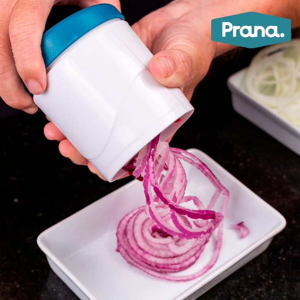 Cortador Manual de Cebola Processador Fatiador Alimentos Lâminas Circular Espiral Pizza Salada Cor Branco Prana em Oferta na Shopee