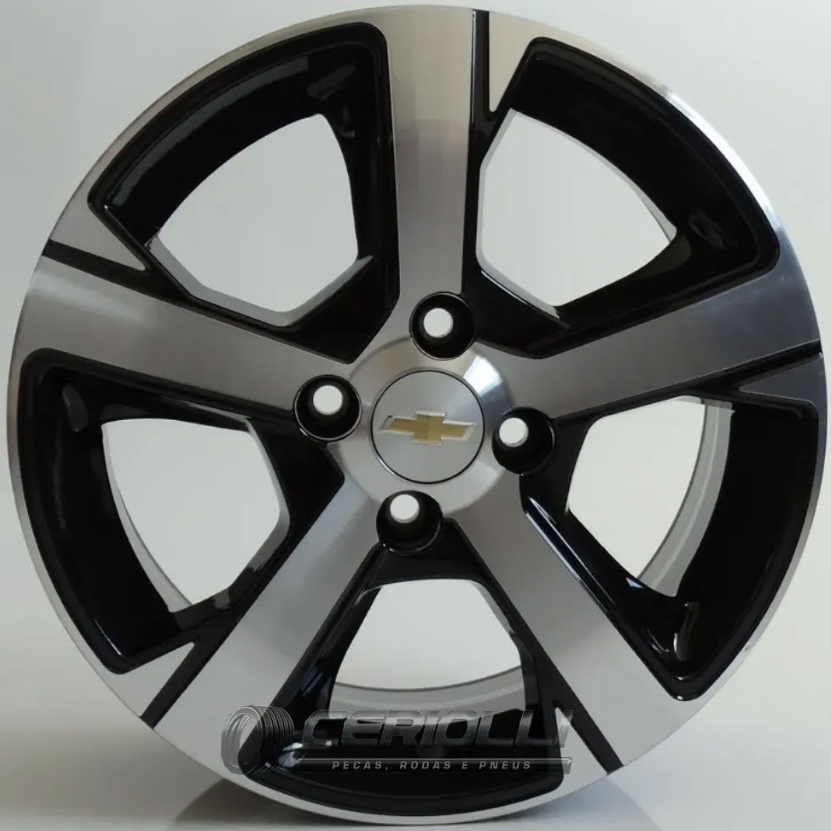 Kit 4 Rodas Gm Prisma Onix Celta Corsa Aro 15 4x100 Preto Diamantado Bicos de Brinde R82 — imagem 2 de 2