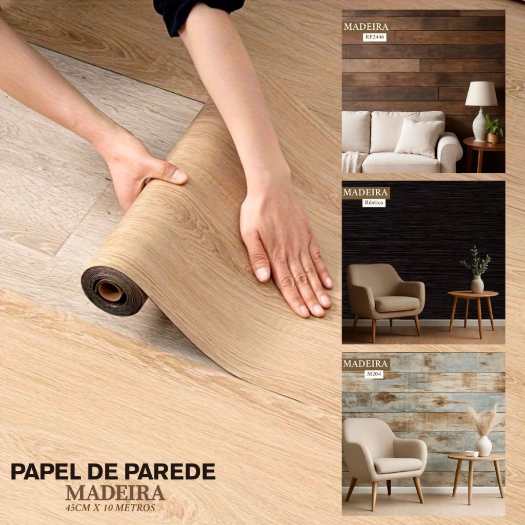 Rolo Papel Parede Adesivo Madeira Decoração Casa Autocolante Banheiro Sala Moveis 45cm x 10 Metros em Oferta na Shopee