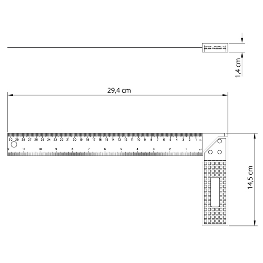 Esquadro 25cm Tramontina de Aço e Cabo de Plástico 43170/010