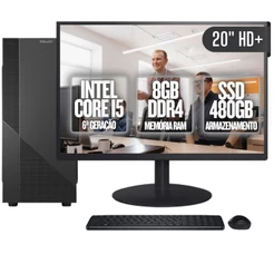 Computador Completo BluePC Task Intel Core i5 6ª Geração 8GB DDR4 SSD 480GB Monitor 20" - CDBP-TA009