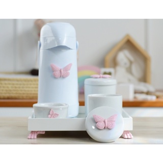 Kit Higiene Bandeja Porcelana Bebê Térmica Moderno Promoção K012 Borboleta em Oferta na Shopee