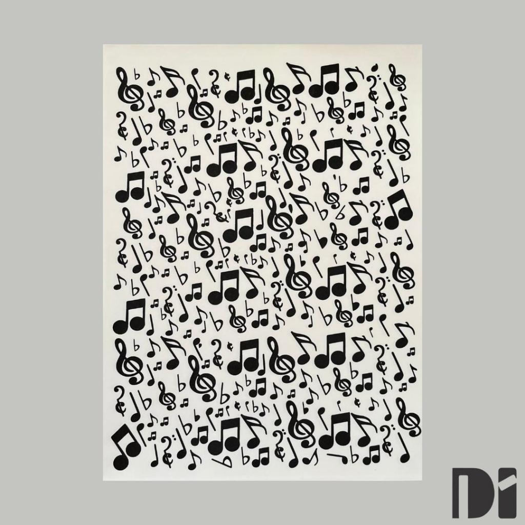 Folha de Decalque para Porcelana Música Jornal Preto e Branco Decoração Serigrafia