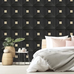 Revestimento Mirror Panels PVC 3d Placas Preto ou Branco Com Espelho Decorativo 50x50cm
