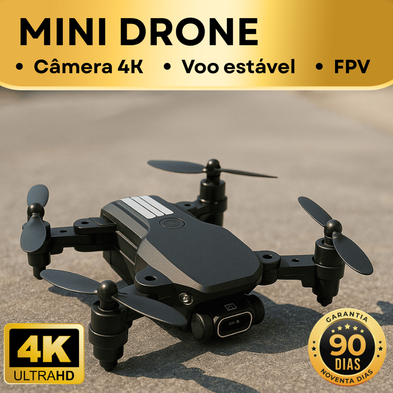 Mini Drone com Câmera 4K: Voo Estável, Manobras 360°, Transmissão em Tempo Real e Mochila de Armazenamento