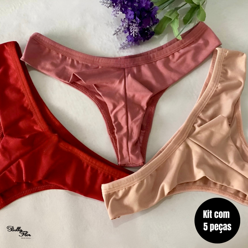 KIT 5 Calcinhas Empina Bumbum Fio Dental Duplo Conforto Sensual Sem Costura no Bumbum em Oferta na Shopee