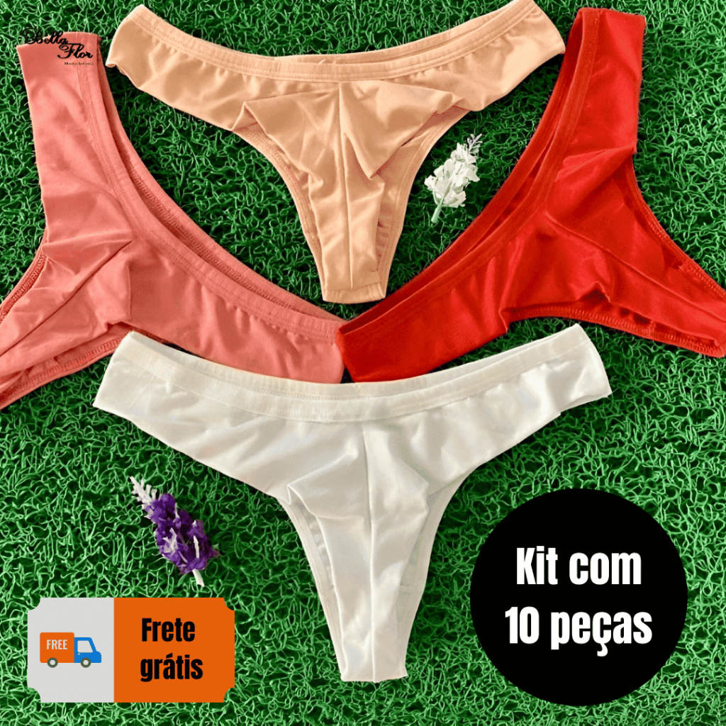 KIT 10 Calcinhas Empina Bumbum Fio Dental Duplo Conforto Sensual Sem Costura no Bumbum