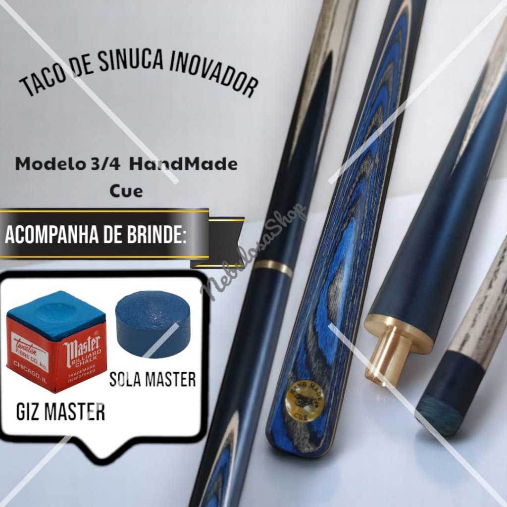 Taco De Sinuca Modelo 3/4 Com Extensor + Sola + Giz Taco De Bilhar Taco De Sinuca Profissional