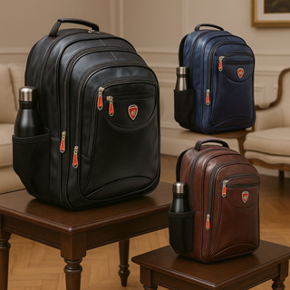 Mochila de Couro Masculina Notebook 45L Bolsa Impermeável Reforçada Com Cabo de Aço USB Preto Marrom em Oferta na Shopee