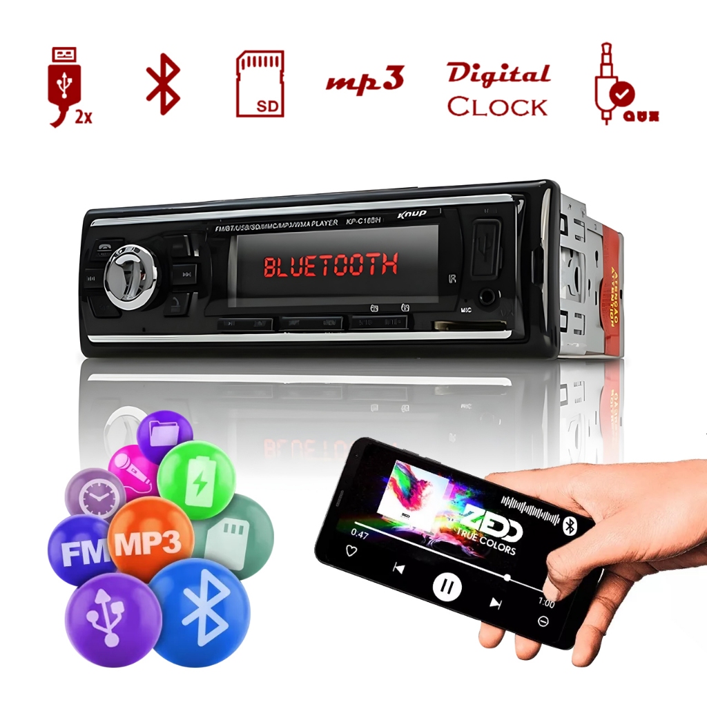 Som Radio Mp3 Automotivo Para Carro Visor Com Led Entrada Usb e Auxiliar Fm Leitor De Cartão SD Lançamento em Oferta na Shopee