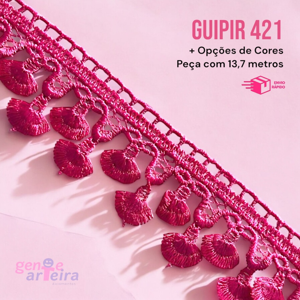Renda Gupir CHL  421 - Tecido - 4,5 cm - Peça com 13,7 metros