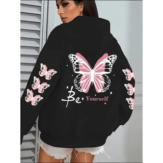 Moletom feminino canguru blusa de frio com capuz BE yourself casaco agasalho algodão inverno