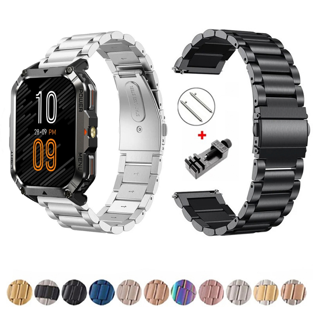 Pulseira de 22mm Metal Elos de aço inox para Smartwatch Blackview W70 PRO de Engate Rapido