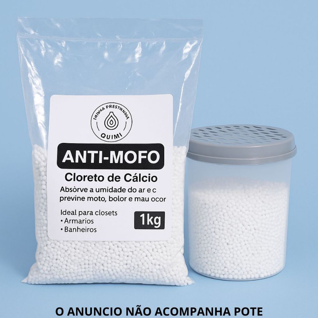 Cloreto de Cálcio 1Kg Anti-Mofo Alta Qualidade Closet Guarda Roupa Banheiro Sapateira Livre de Mofo