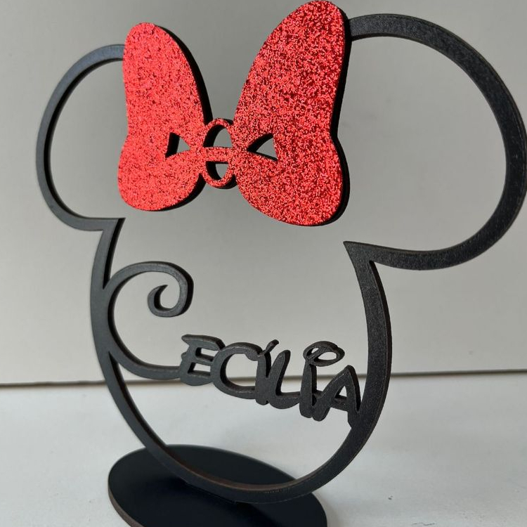 Centro de Mesa Minnie Luxo Personalizado Premium Glitter Brilho Festa Minnie em Oferta na Shopee