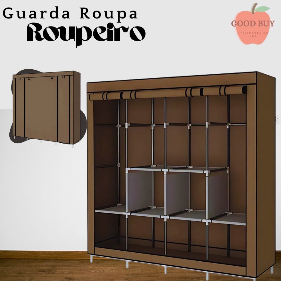 Guarda Roupa Portátil Dobrável com Ziper Organizador De Roupas Armário de Roupa Multifuncional