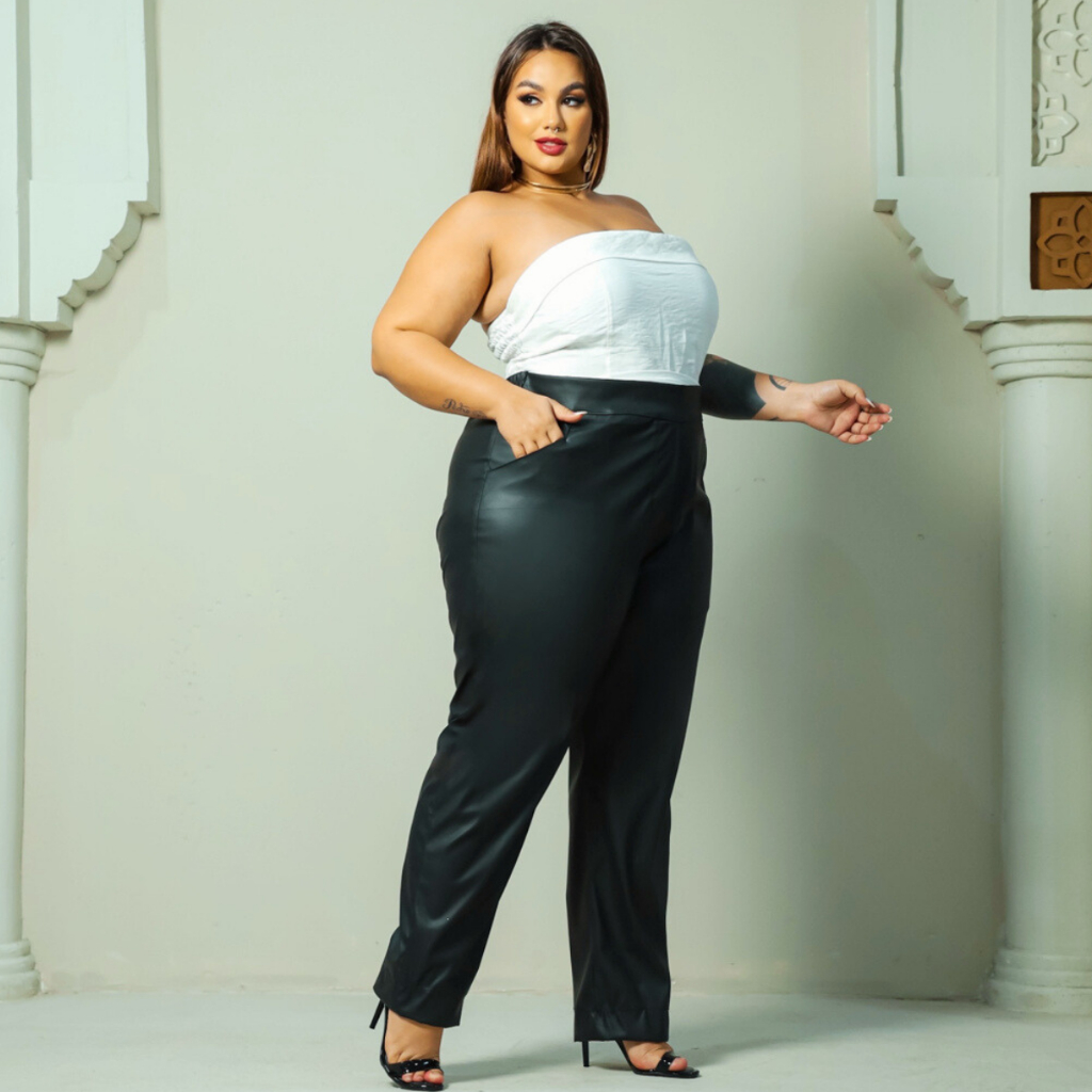 Couro Feminina Plus Size Calca Sawary Couro Calça De Couro Plus