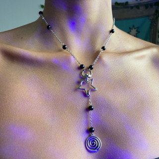 Y2K Colar estilo Rosário Aço Inox Estrela Retro Punk Aesthetic Cordão Alternativo Punk Rock pingente espiral spiral