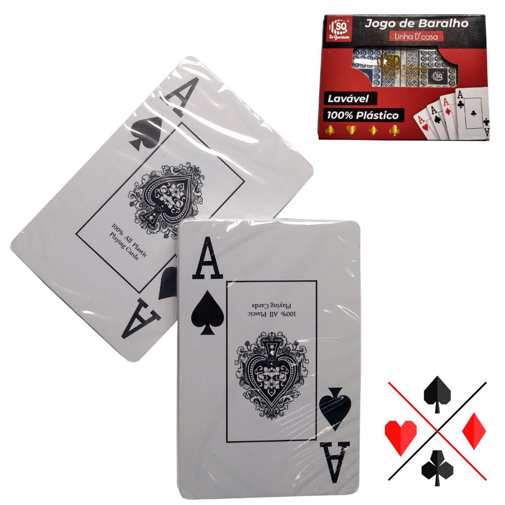 Baralho de Plástico Truco Cartas 02 Jogo Baralho 54 Cartas SQ