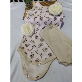 Conjunto Bebê Feminino, (Body Regata Estampado + Shorts), Tam:  M, Marca: Bauerbauer1977