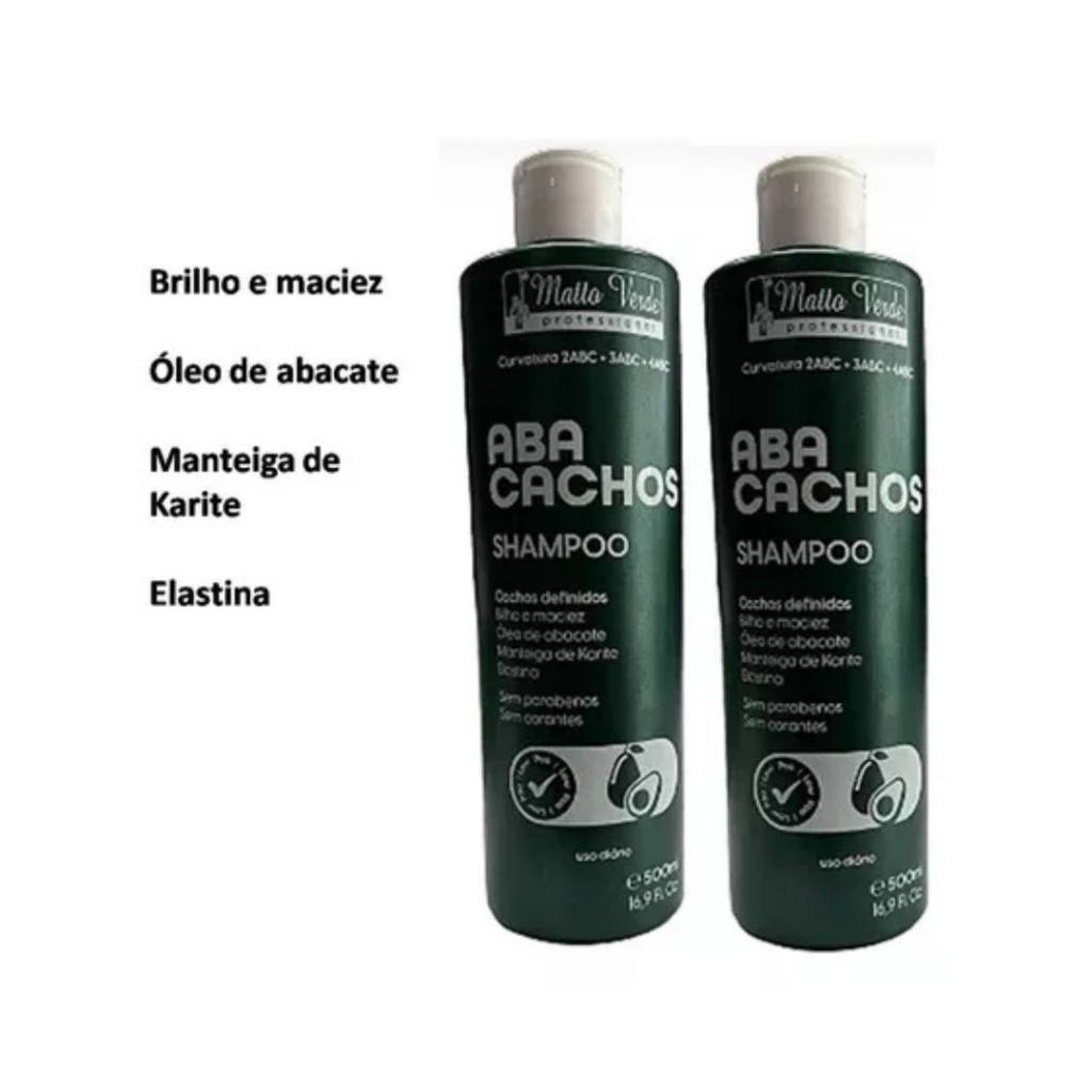 kit com Shampoo e Ativador de Cachos Matto Verde Abacachos (2x500ml)