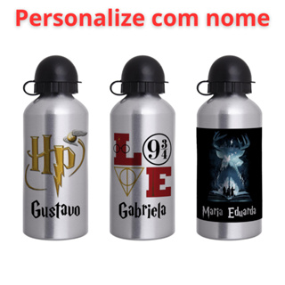 Garrafa Squeeze Infantil de alumínio  com 500ml  - Personalizada com nome - Harry Potter em Oferta na Shopee