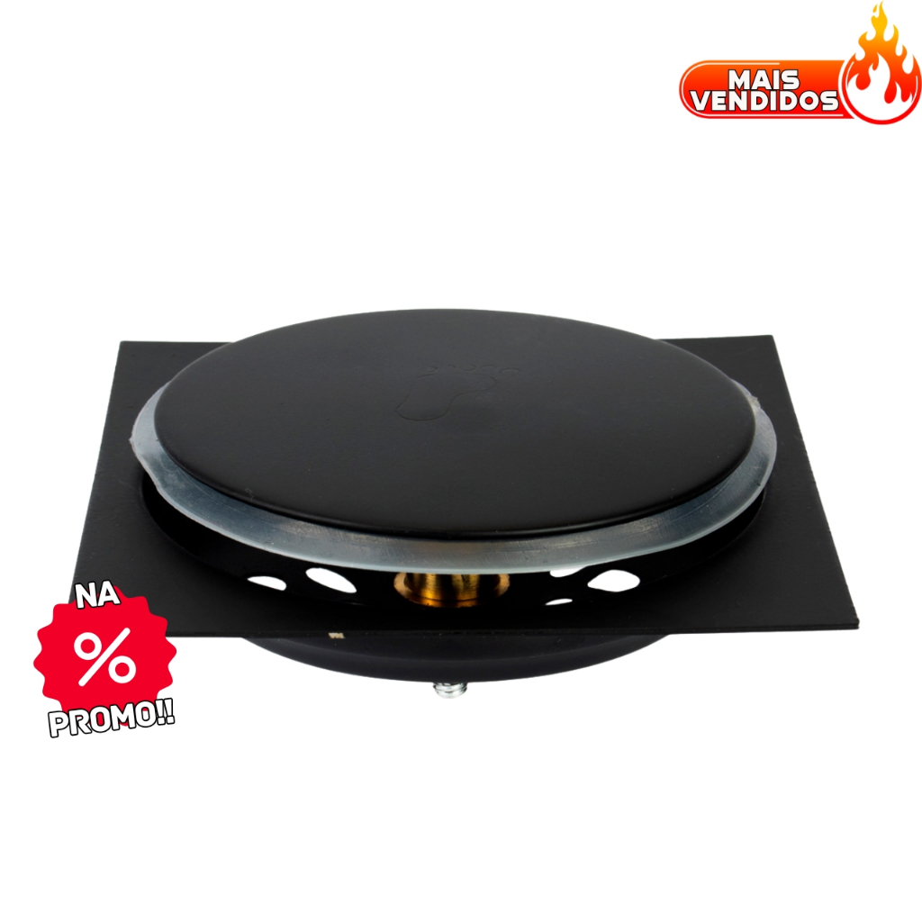 Ralo Inteligente 9,5 x9,5 /15x15 Click Quadrado Veda Cheiro Black/Cromado