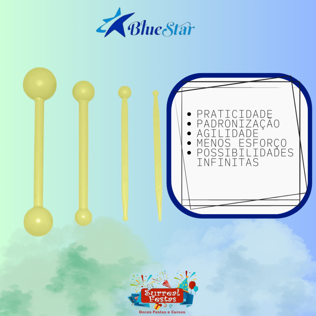 Jogo de Estecas Boleadoras BlueStar Massa de Biscuit Pasta americana Modelagem Ferramenta