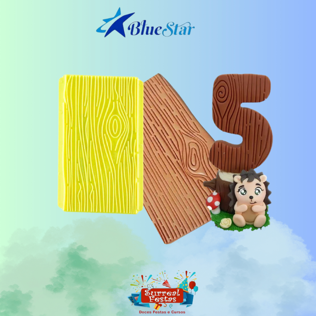 Marcador de Biscuit Pasta Americana Tronco Madeira Blue Star
