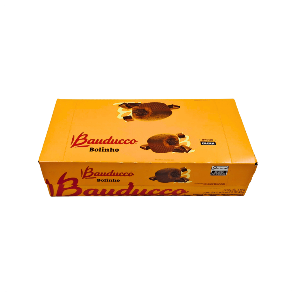 Bolinho Duplo Chocolate Bauducco 40g - Kit Caixa Display com 16 Unidades Embalados Individualmente Sabor Irresistível
