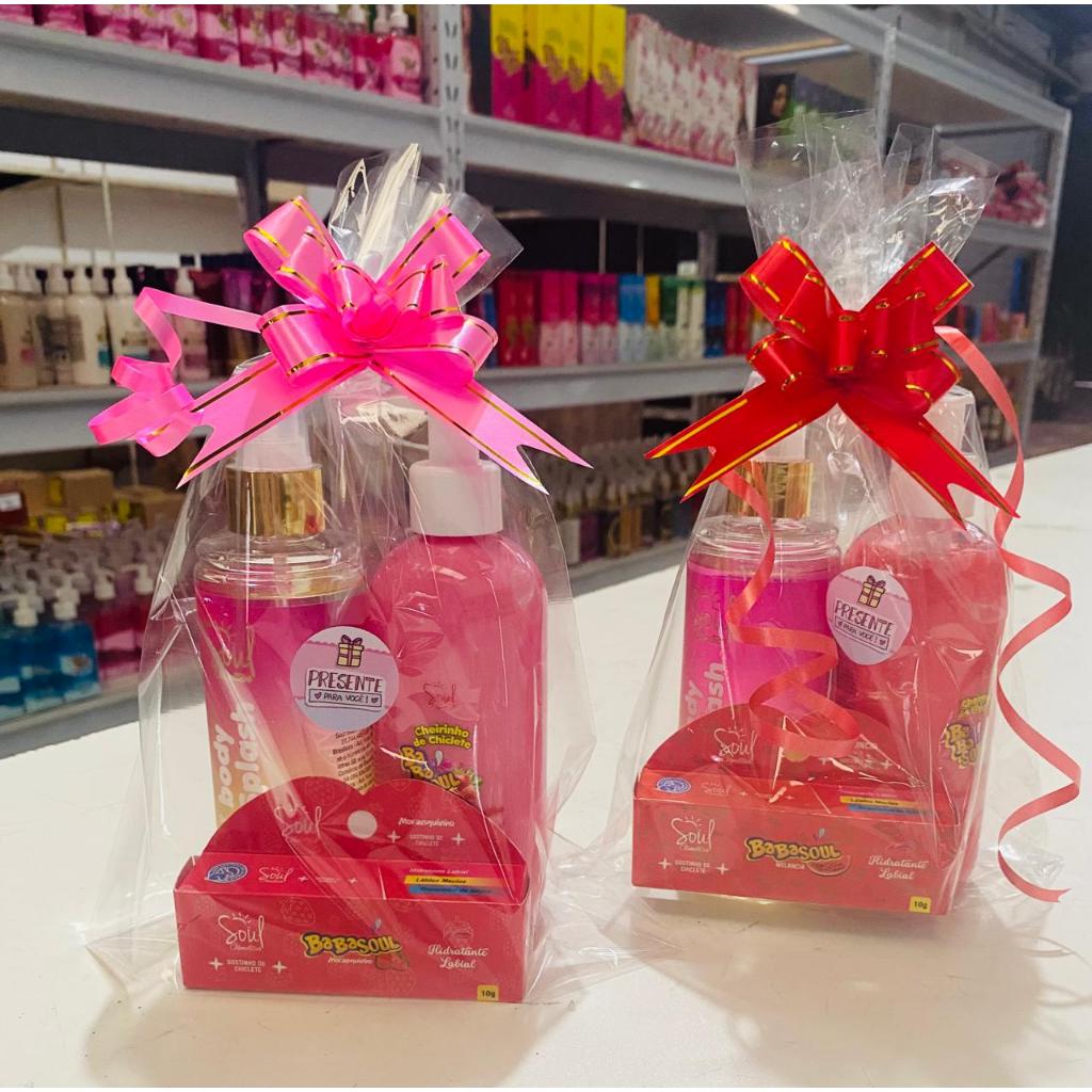 Kit Presente Body Splash + Hidratante Corporal + Hidratante Labial Soul Cosméticos em Oferta na Shopee