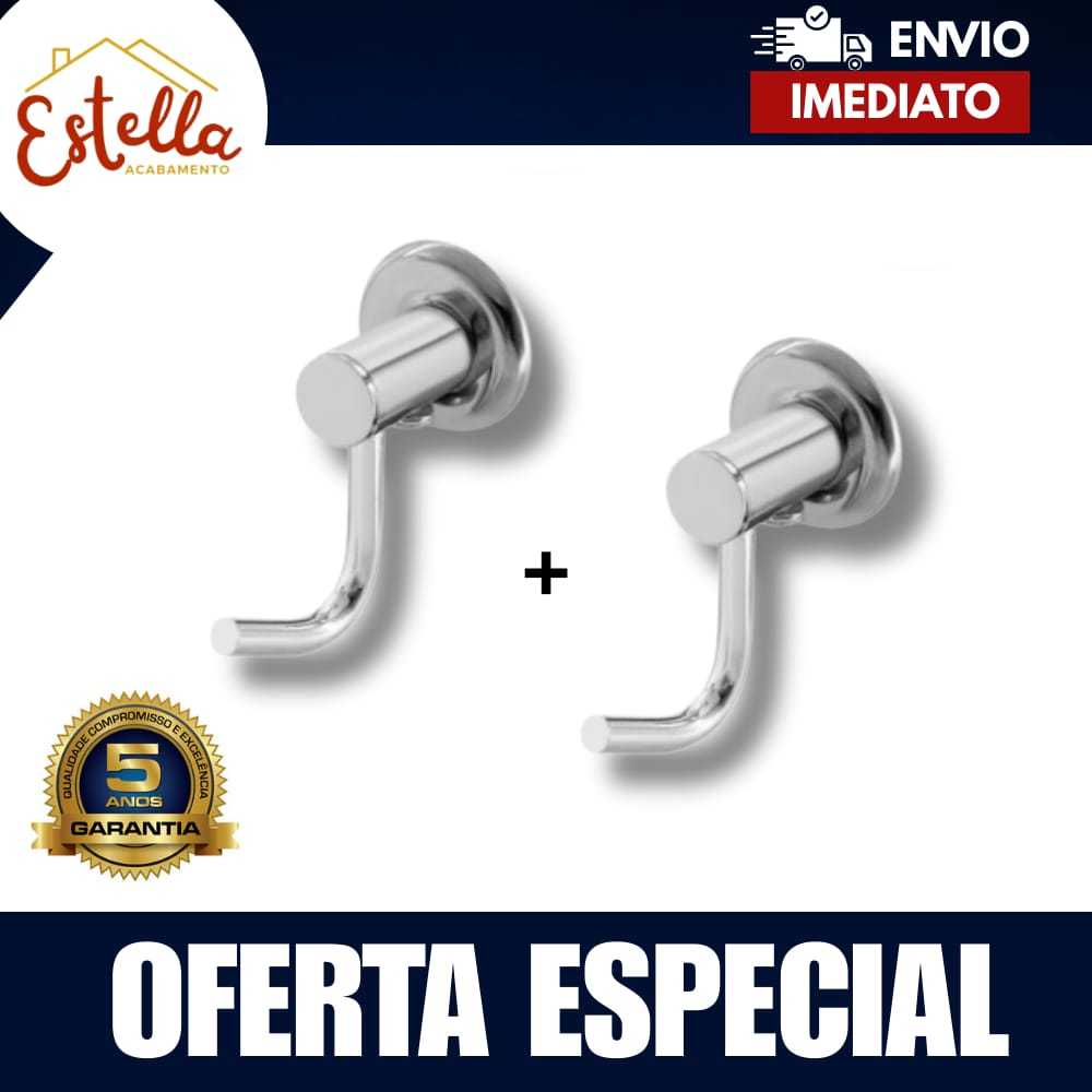 Kit 2 Ganchos cabide de parede aço inox alumínio para banheiro e cozinha em Oferta na Shopee