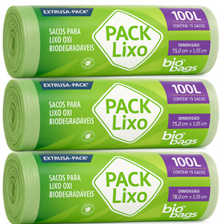 Saco Lixo 100 Litros Biodegradável 3 Pacotes - 45un em Oferta na Shopee