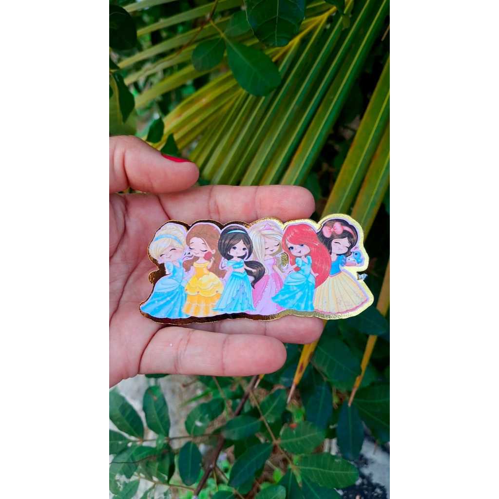 Aplique 3D  das Princesas Aquarela Cute |  Aniversário | Festa Infantil | Lembrancinhas Personalizadas