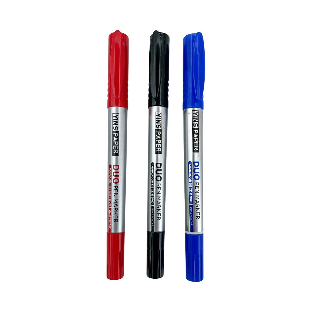 Caneta Marcador Reprojetor 2 Pontas 0.4mm e 1.0 mm  (Azul, Preto e Vermelho) - Yin's em Oferta na Shopee