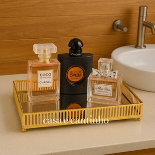 Bandeja Decorativa Espelhada Organizadora Resistente Moderna Espelhado em Metal Multiuso Redonda em Oferta na Shopee