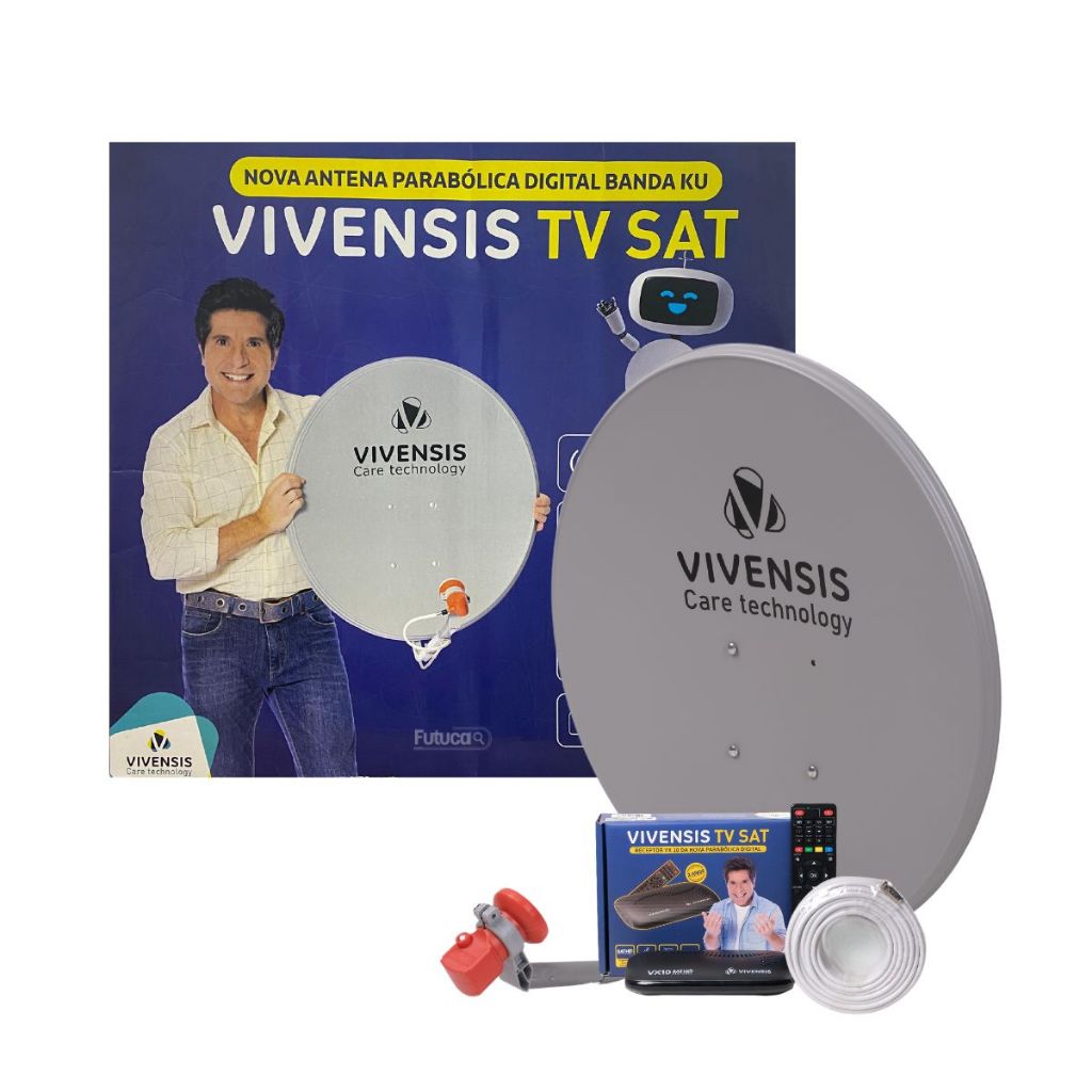 Kit Receptor Digital HD TV Vx10 Sat Conversor Regional Vivensis + Ku Lnbf  Universal Banda casa