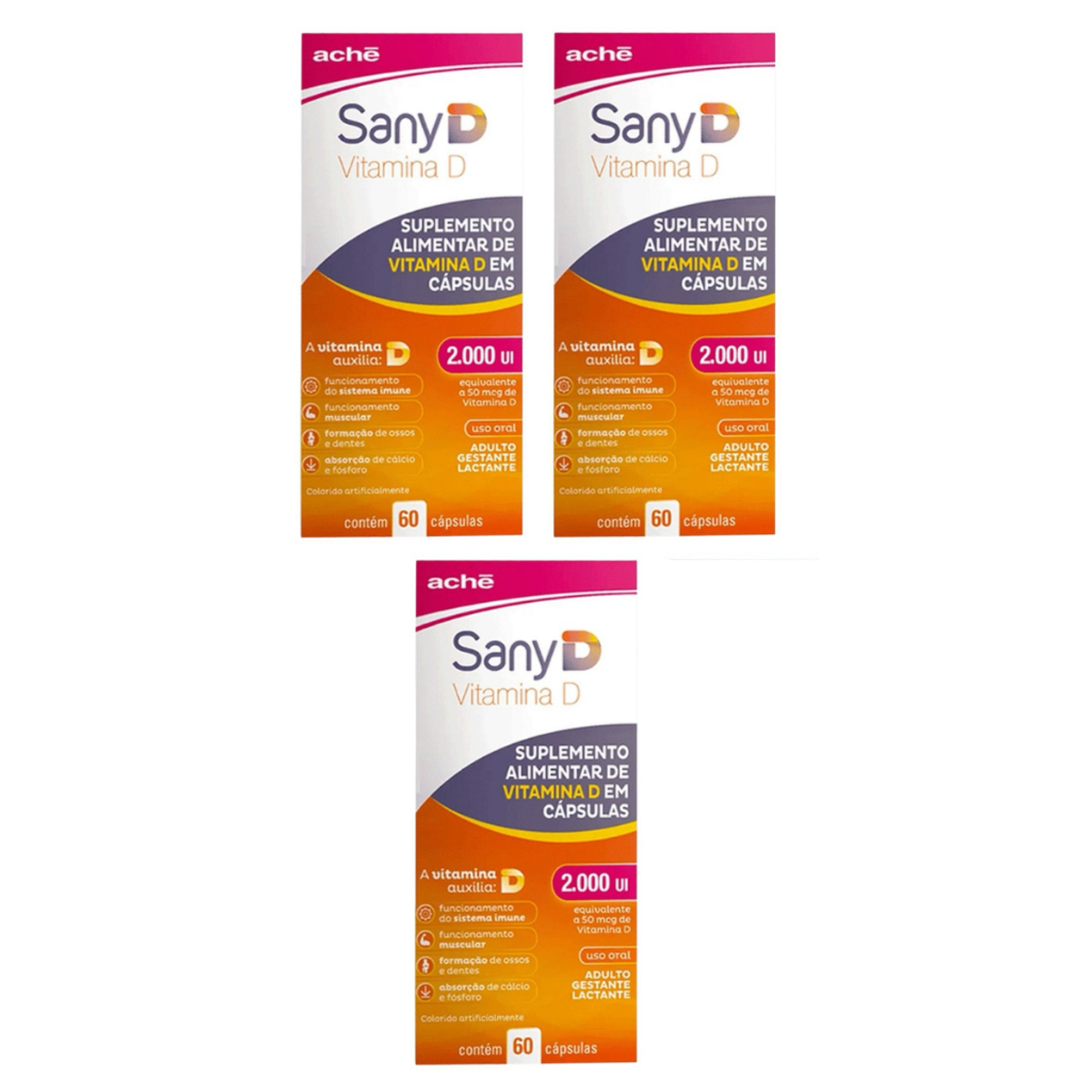 3 Un Suplemento Sany D 2000ui 60 Cápsulas Vitamina D