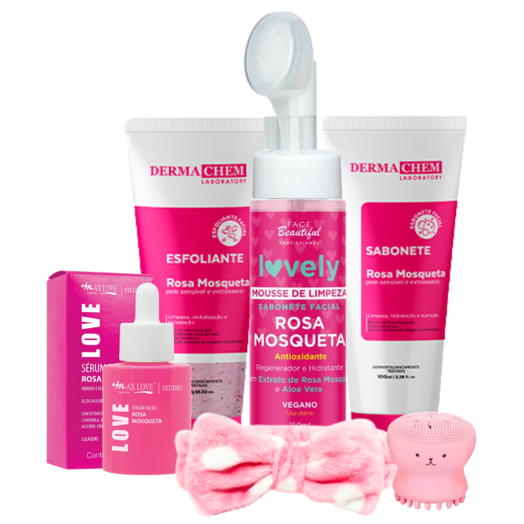 Kit skincare rosa mosqueta limpeza de pele