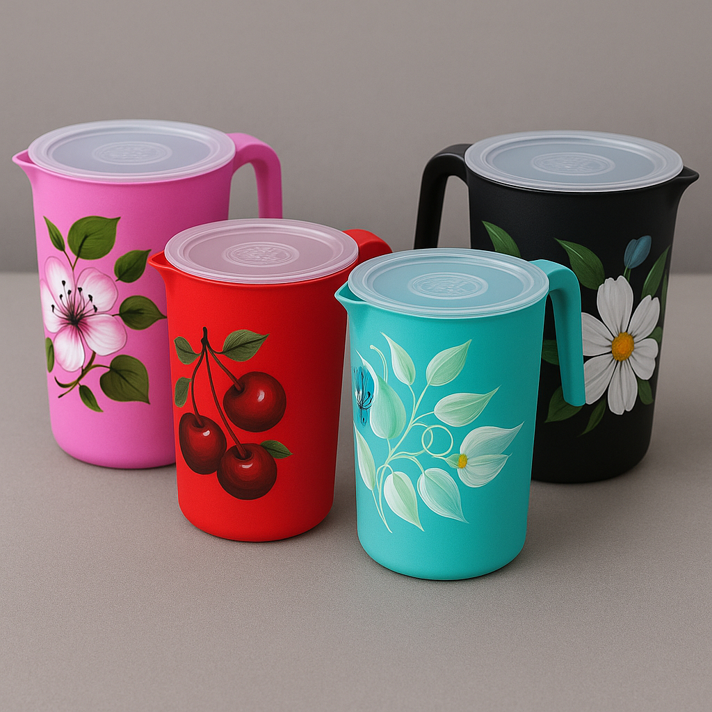 Kit com 3 Jarras Decoradas Sortidas | 1,8 Litro Cada | Ideal para Sucos, Água e Bebidas em Geral em Oferta na Shopee