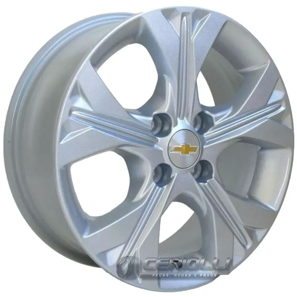 Kit 4 Rodas Chevrolet Aro 15 4X100 Gm Onix Lt Ltz Turbo Cor Prata Bicos de Brinde Envio Imediato S21